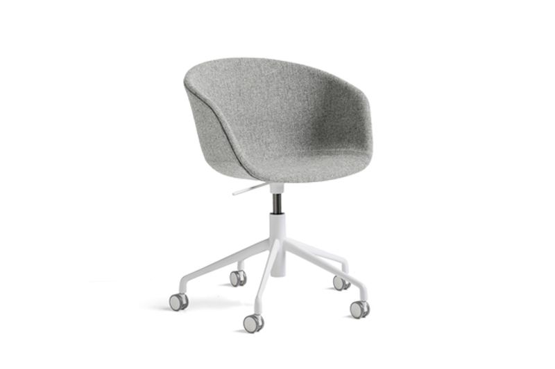 HAY  AAC53 White powder coated aluminium 5 star swivel Gas lift Wheel base Full upholstery Hallingdal 130 polstret Stol, kontorstol, spisestol