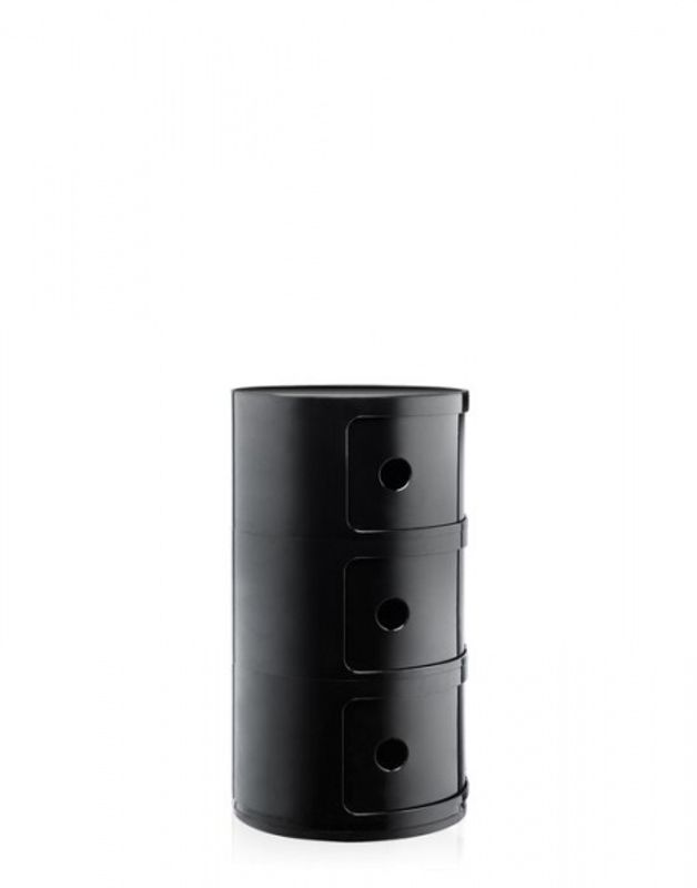 Kartell Componibili 3 skuffer Black, Svart Nattbord Bord