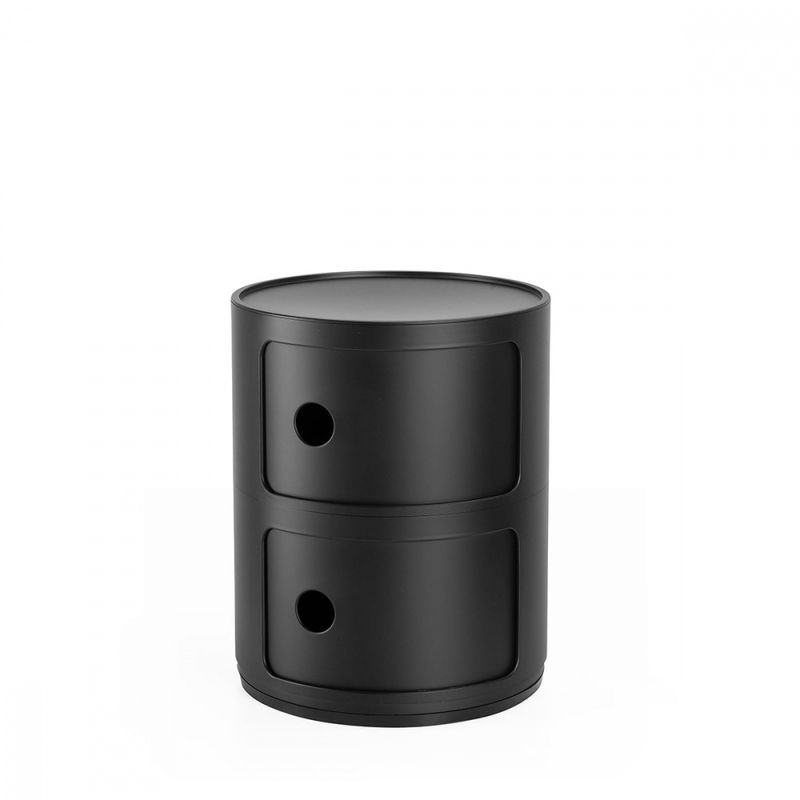 Kartell Componibili 2 skuffer Black, Svart Matt Bord Nattbord