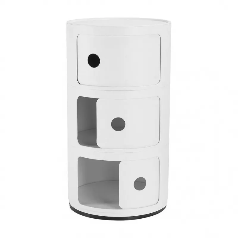 Kartell Componibili 3 skuffer White, Hvit Matt Nattbord Bord