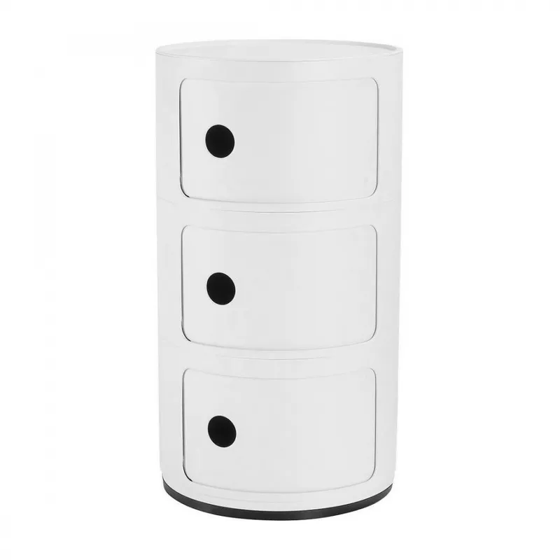 Kartell Componibili 3 skuffer White, Hvit Matt Nattbord Bord