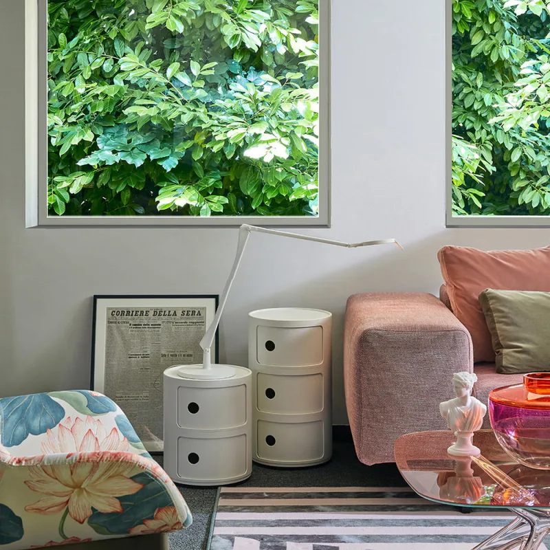 Kartell Componibili 3 skuffer White, Hvit Matt Nattbord Bord