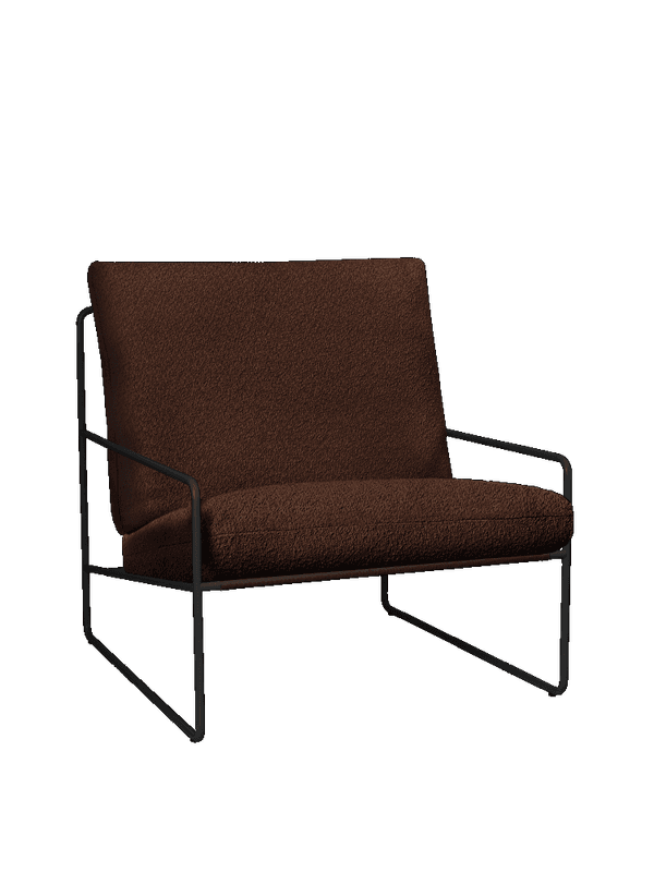 Ferm Living Desert sofa 1-seater - Pure Bouclé - Black Chestnut Kastanje farget Stol Utestol Loungestol