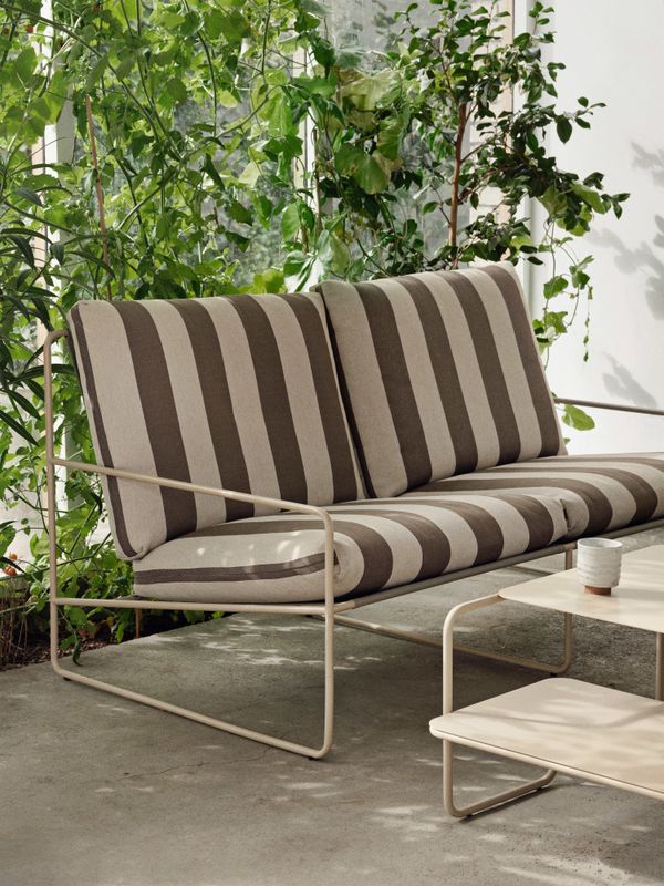 Ferm Living Desert Sofa 2 seater Stripe Cashmere Chocolate Utesofa