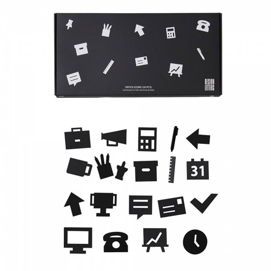 Design Letters Office icons, Black