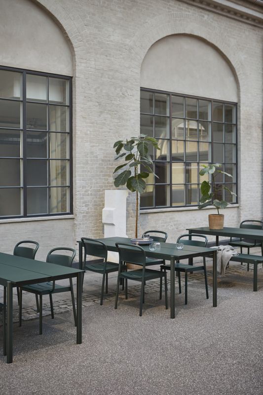 Muuto Linear Steel Sidechair Dark Green, Grønn Hagemøbel stol