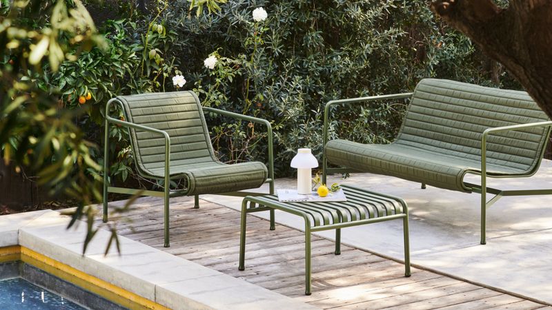 HAY Palissade Ottoman / sidebord, Olive Utebord