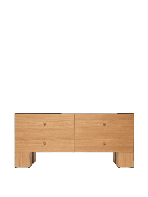 ferm Living Kuben Drawers 2x2 - Natural Oak Veneer, Eik Kommode