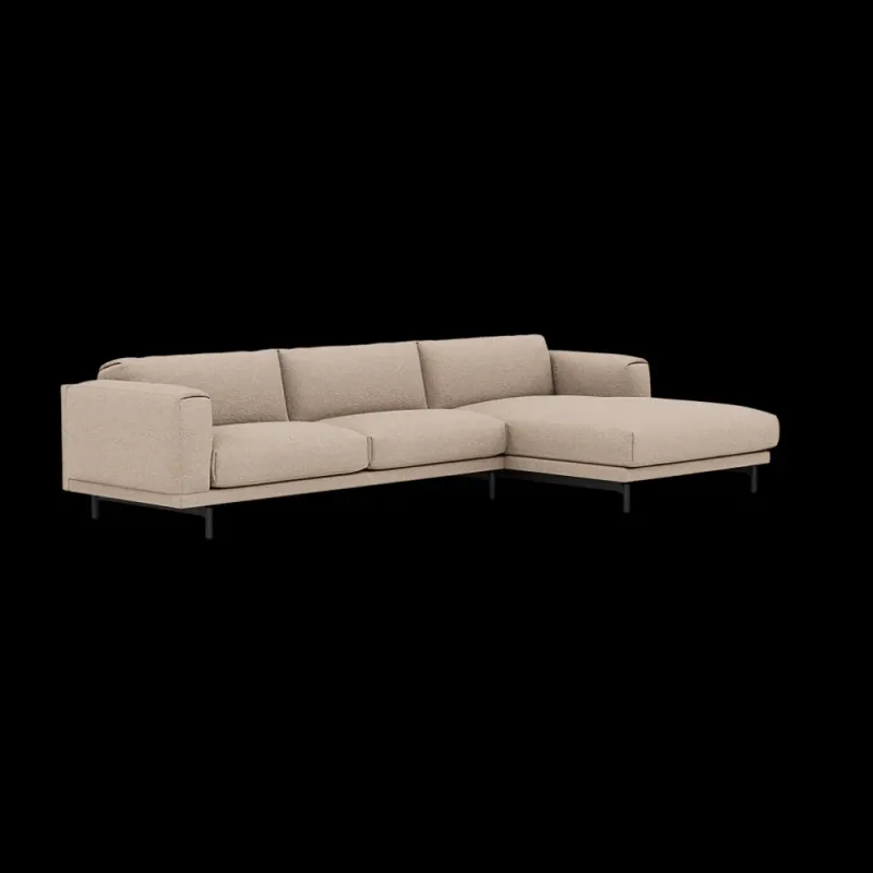 Muuto Rest Chaise Longue Right sofa Hearth 6, Black Grå med svarte ben, sofa