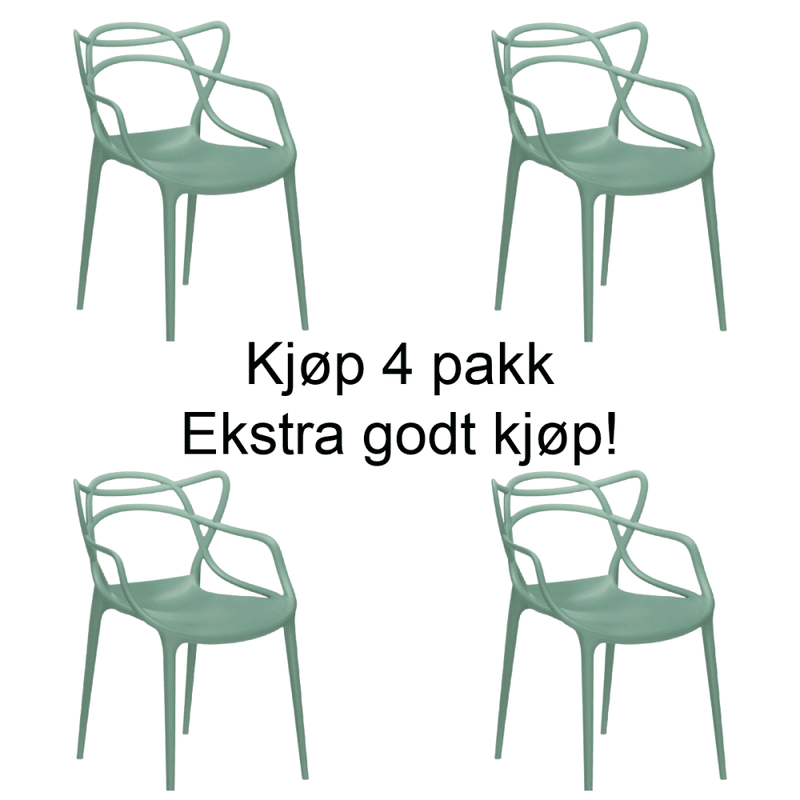 4 stk - Kartell Masters Dining Chair spisestol, Sage Green
