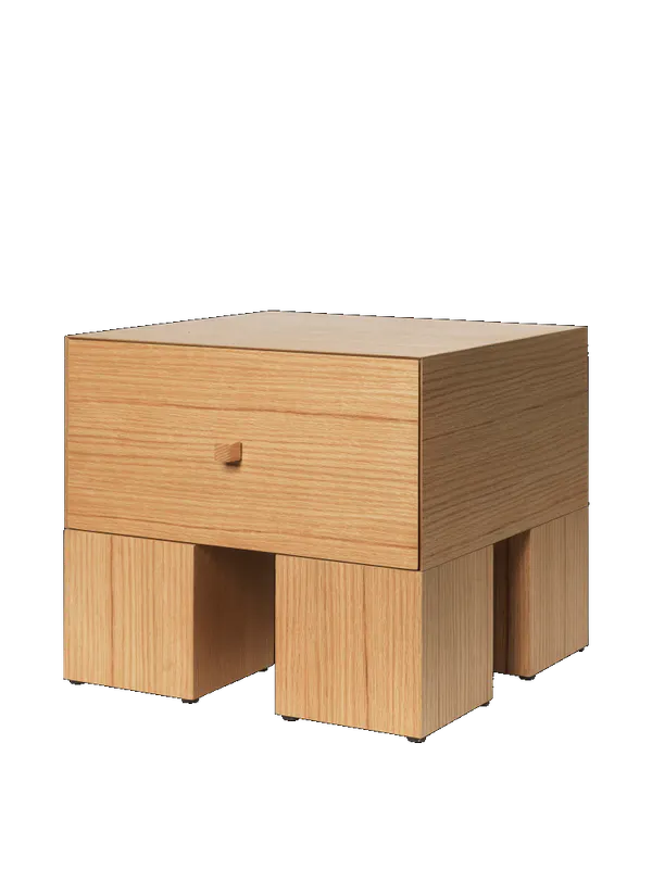 ferm Living Bedside Table 1x1 - Natural Oak Veneer, Eik nattbord sidebord