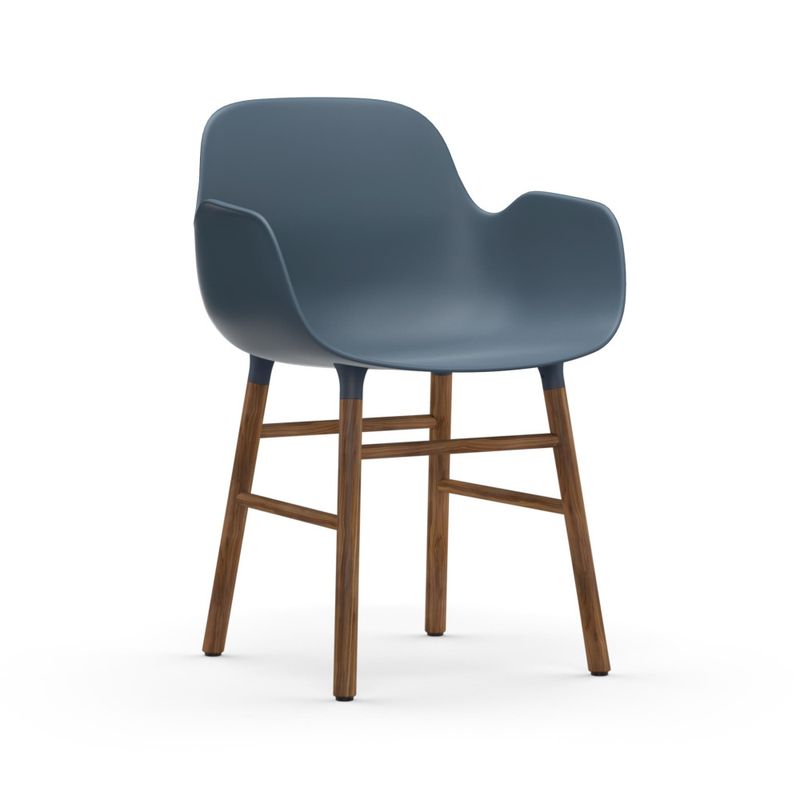 Normann Copenhagen Form Armchair Walnut Blue, Blå spisestol
