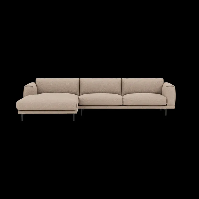 Muuto Rest Chaise Longue Left sofa Hearth 6, Black Grå med svarte ben, sofa
