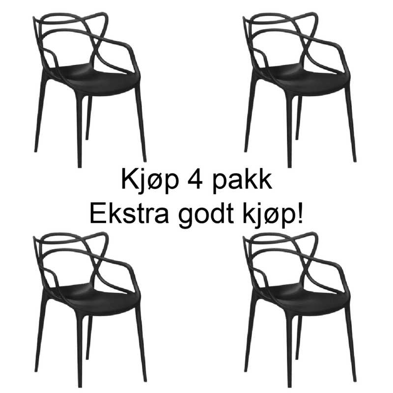 4 stk - Kartell Masters Dining chair spisestol, Svart, Black