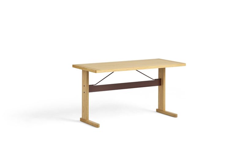 HAY Passerelle Desk, 140 cm Burgundy Crossbar WB Lakkert Eik Skrivebord Skrivepult