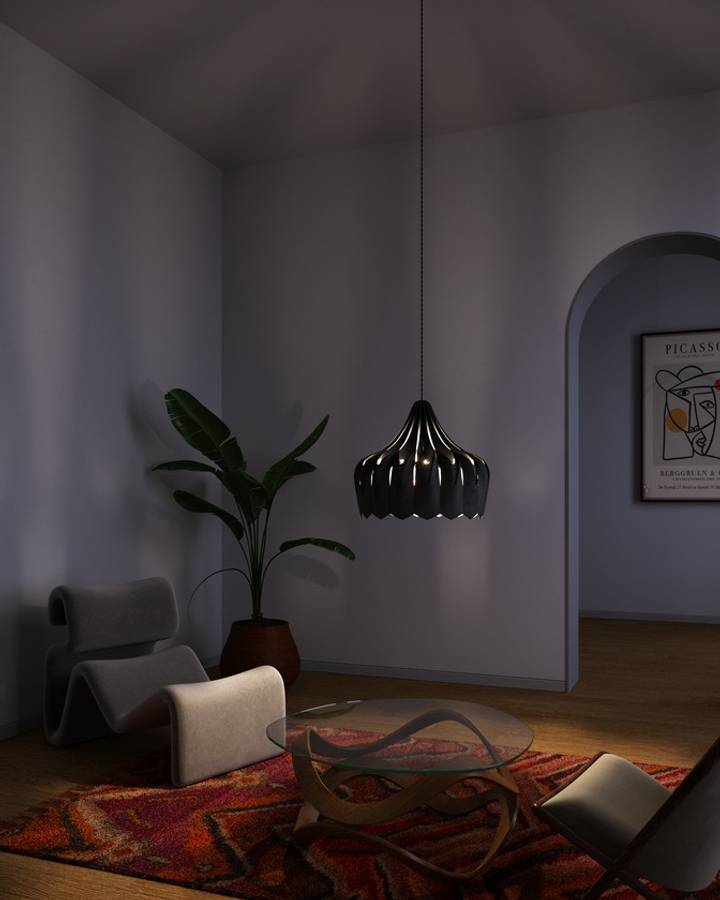 Pilke Pioni Large Ø 50 cm pendant Lamp Black, Svart Taklampe