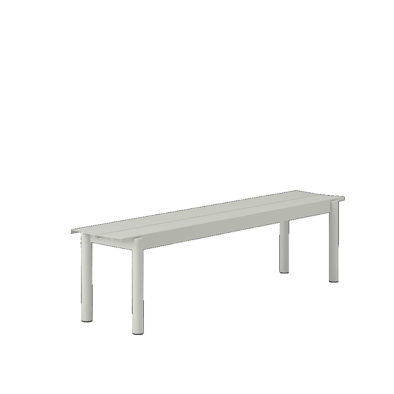 Muuto Spisegruppe Linear Steel Grey Table 200 cm 2 x Linear steel Bench 170, grå Hagemøbel utemøbel