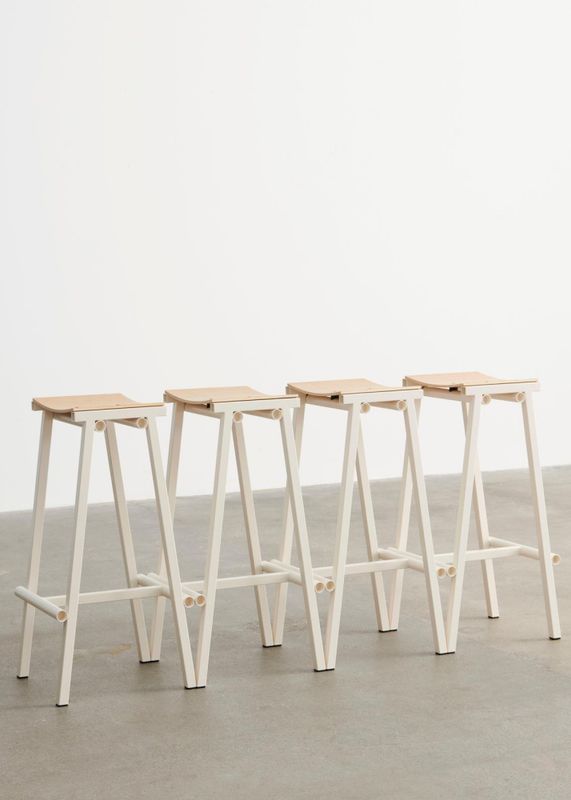 HAY Taburete 8 Bar Stool low Egg Shell Oak Seat Barstol Barkrakk