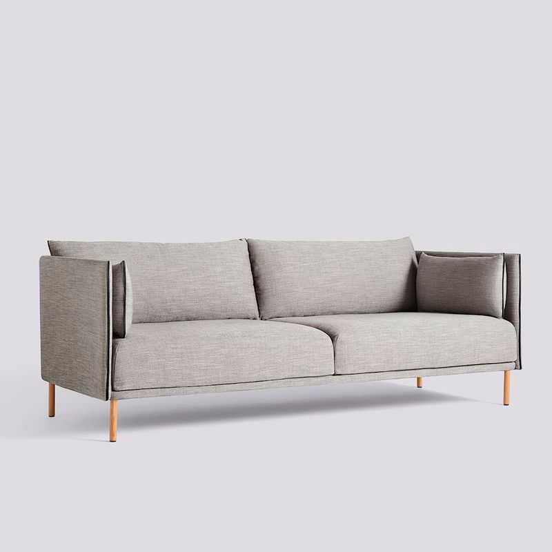 HAY Silhouette Oak legs Ruskin 33, 3 seter sofa Black Leather