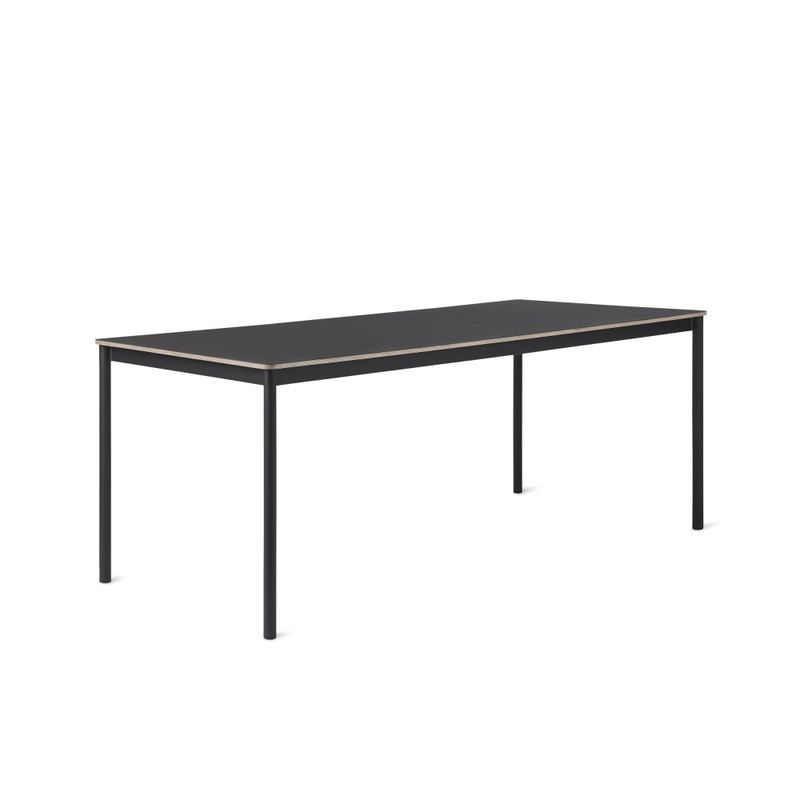 Muuto Base Table 160 x 80  Black Laminate Plywood Black, svart spisebord Kryssfiner kant