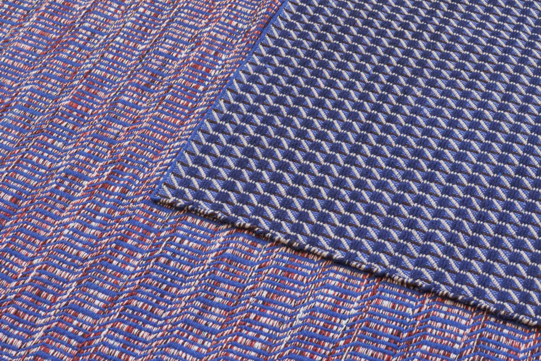 Hay Channel Rug 50 x 80 cm Blue White, Blå og Hvit teppe