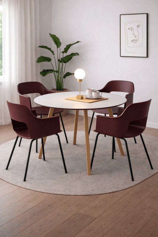 HAY Layout Armchair 211 Black powder coated steel Bordeaux polypropylene shell seat Vinrød stol spisestol med arlmener