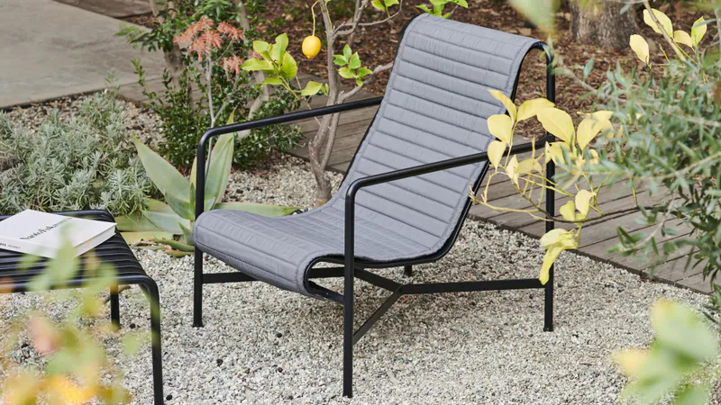 Hay Palissade Quilted Cushion Lounge Chair High Anthracite, pute