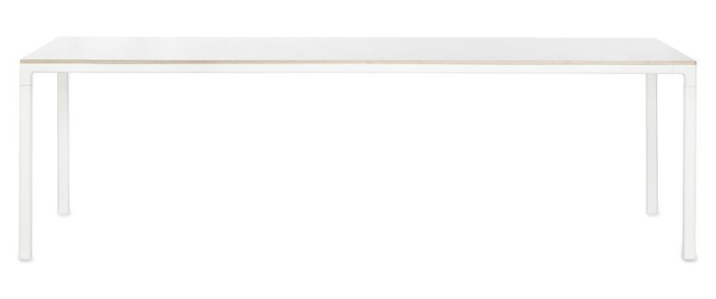 HAY T12 Table White powder coated aluminium frame L250 x W95 x H74 White laminate tabletop Water-based lacquered plywood edge Spisebord, hvit